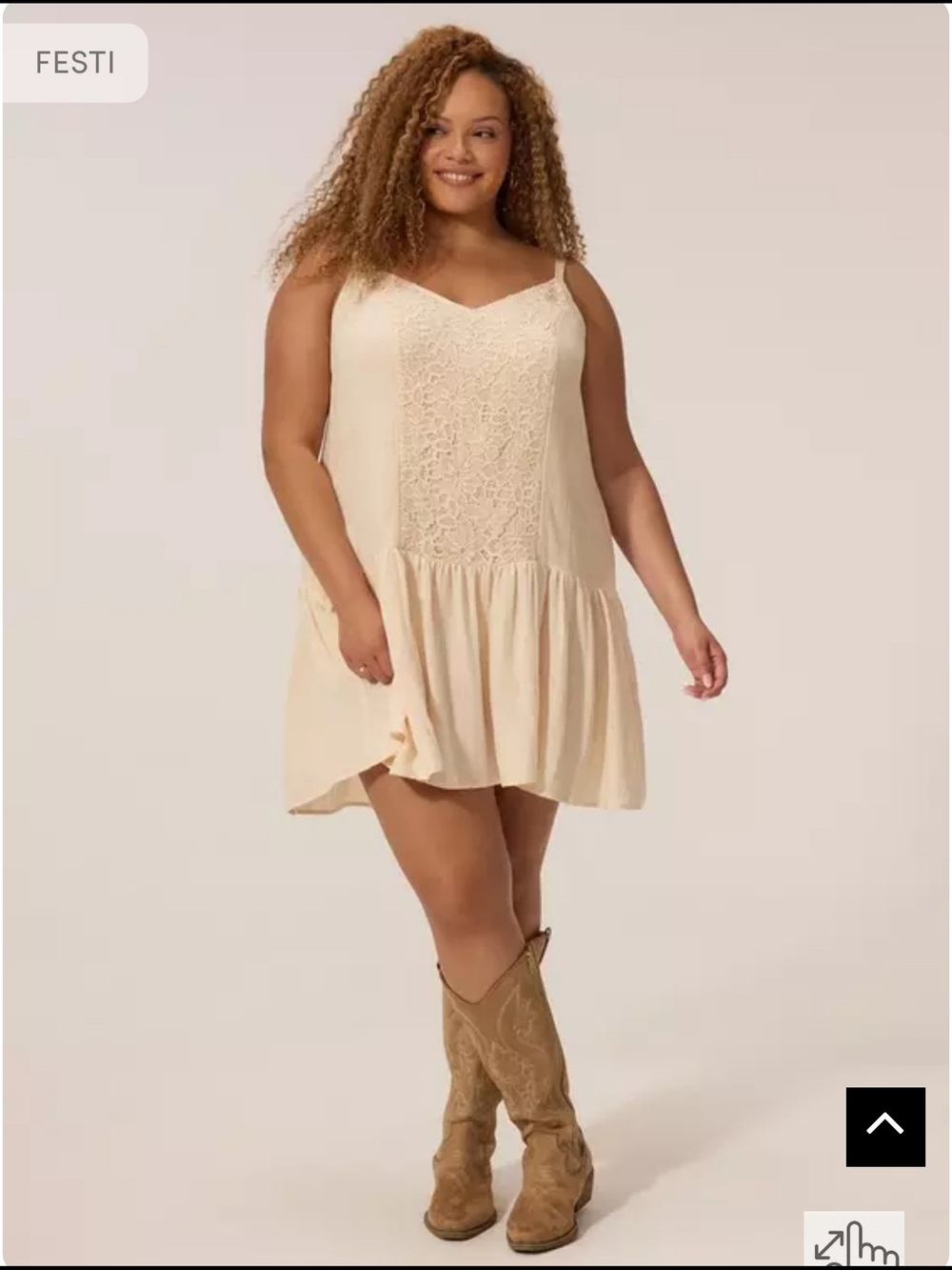 torrid Cream Lace-Front Flounced Mini Dress - Picture 4 of 5